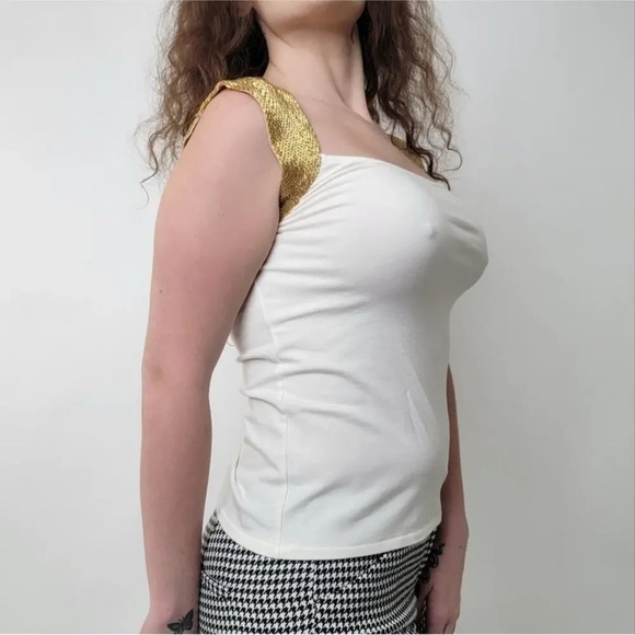 Elegant White and Gold Women's Top - Picture 10 of 11